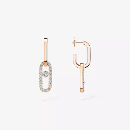 [Super Jewellery]Move Link Diamond Earrings
