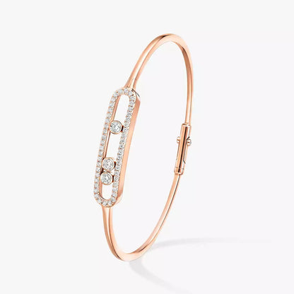 [Super Jewellery]Move Pavé Diamond Bangle Bracelet M