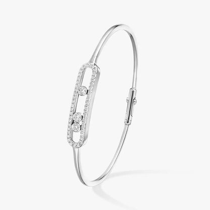 [Super Jewellery]Move Pavé Diamond Bangle Bracelet M