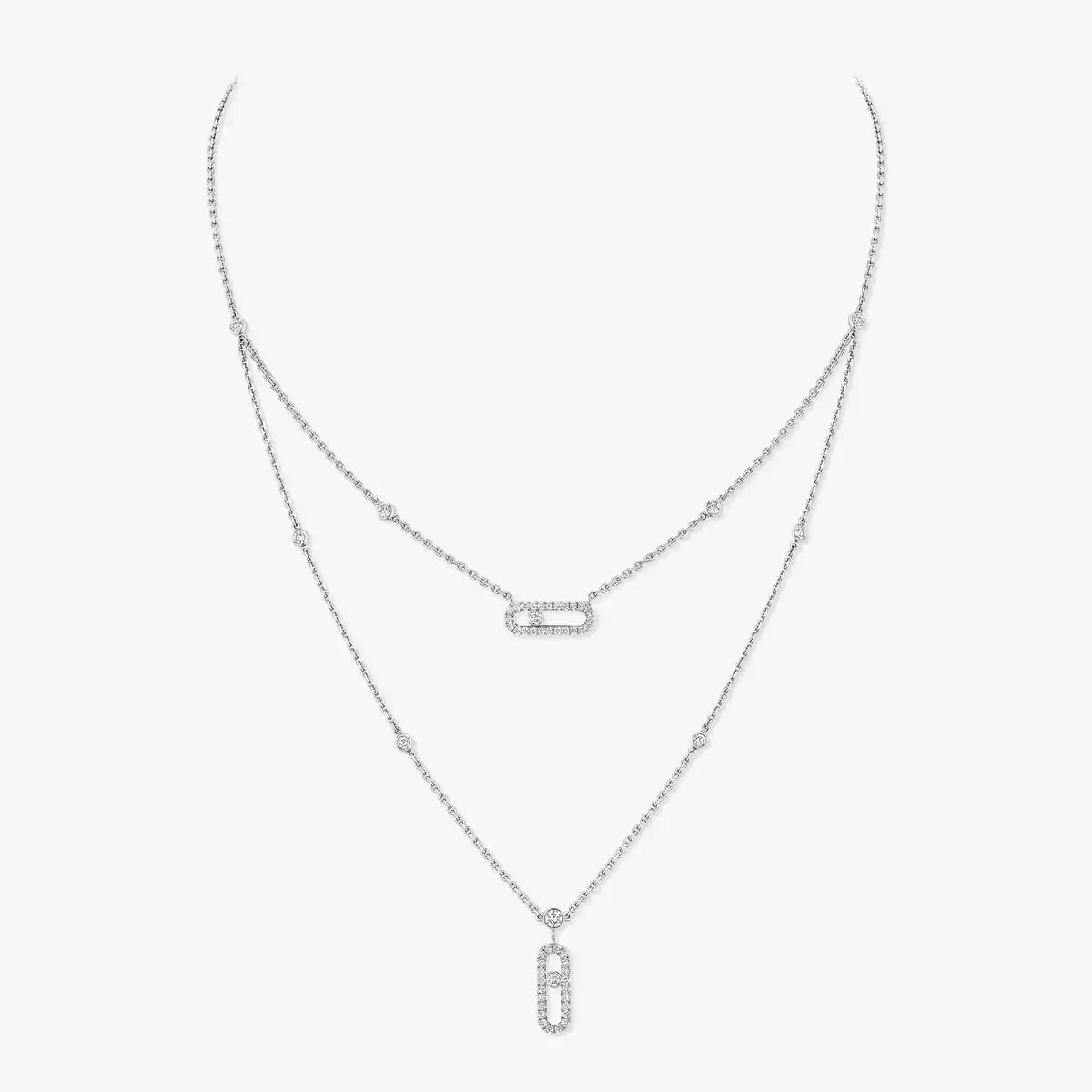 [Super CiCi] Halskette Move Uno mit zweireihigem Pavé-Diamanten in Roségold