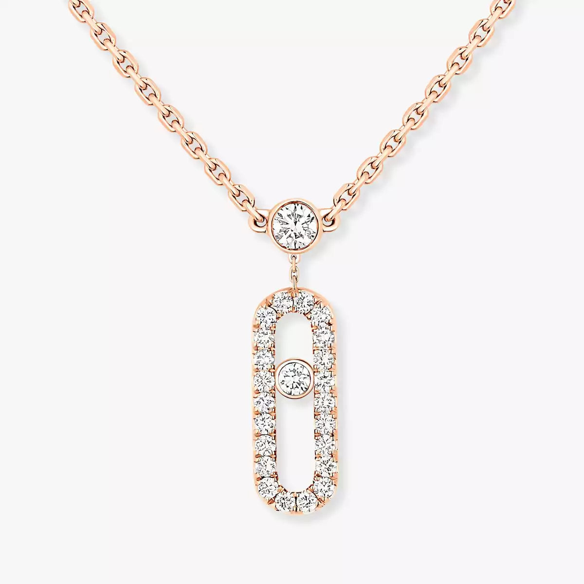 [Super CiCi] Halskette Move Uno mit zweireihigem Pavé-Diamanten in Roségold