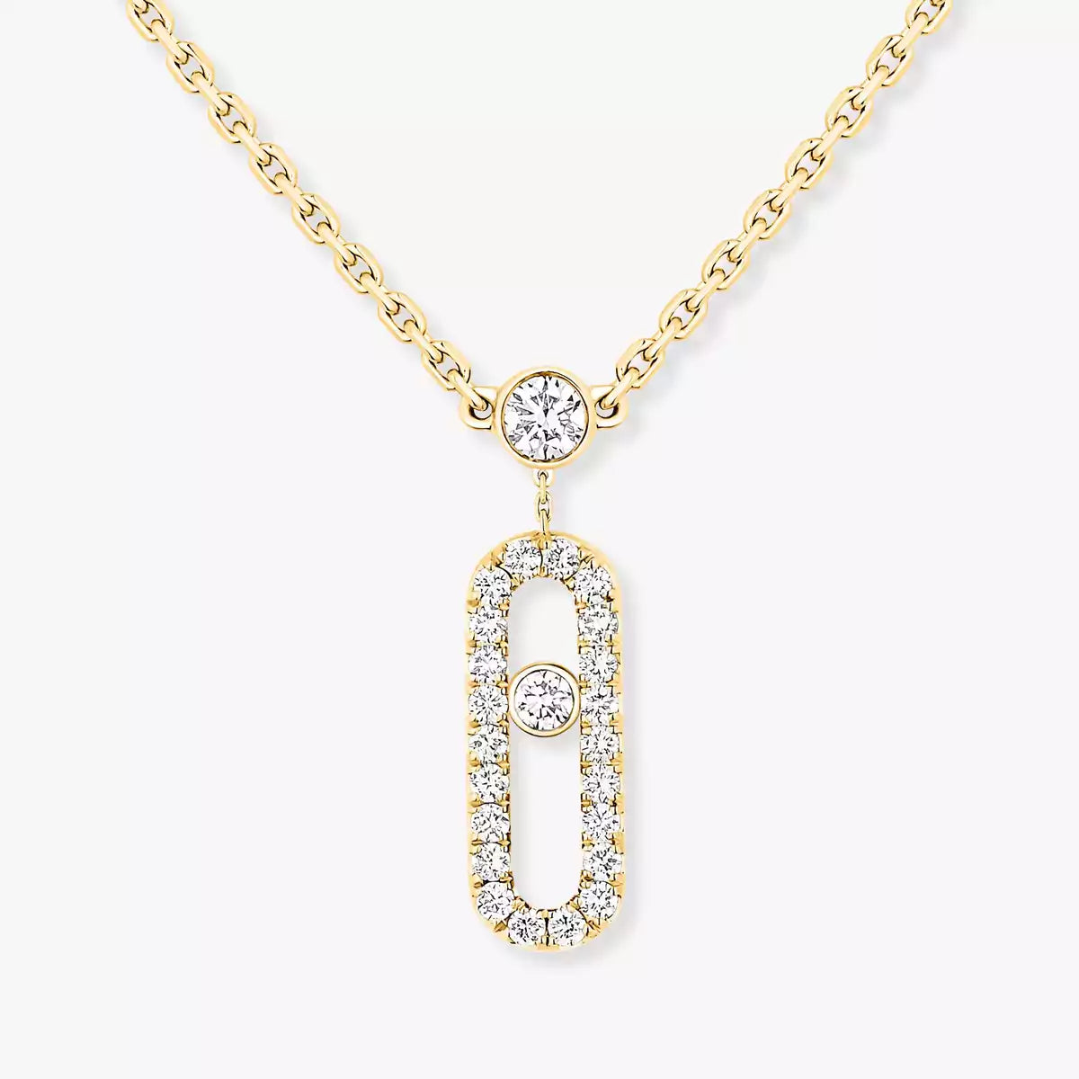 [Super CiCi] Halskette Move Uno mit zweireihigem Pavé-Diamanten in Roségold