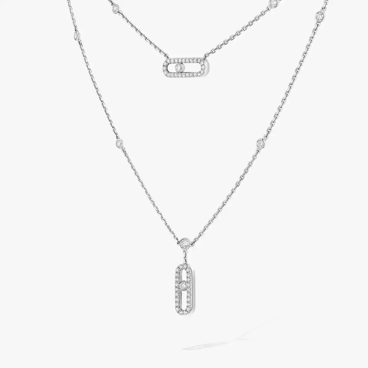 [Super CiCi] Halskette Move Uno mit zweireihigem Pavé-Diamanten in Roségold