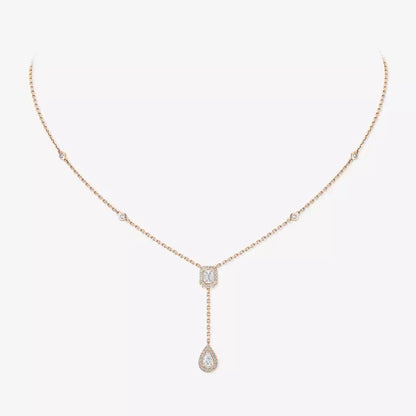 [Super Jewellery]Gold Diamond Tie Necklace
