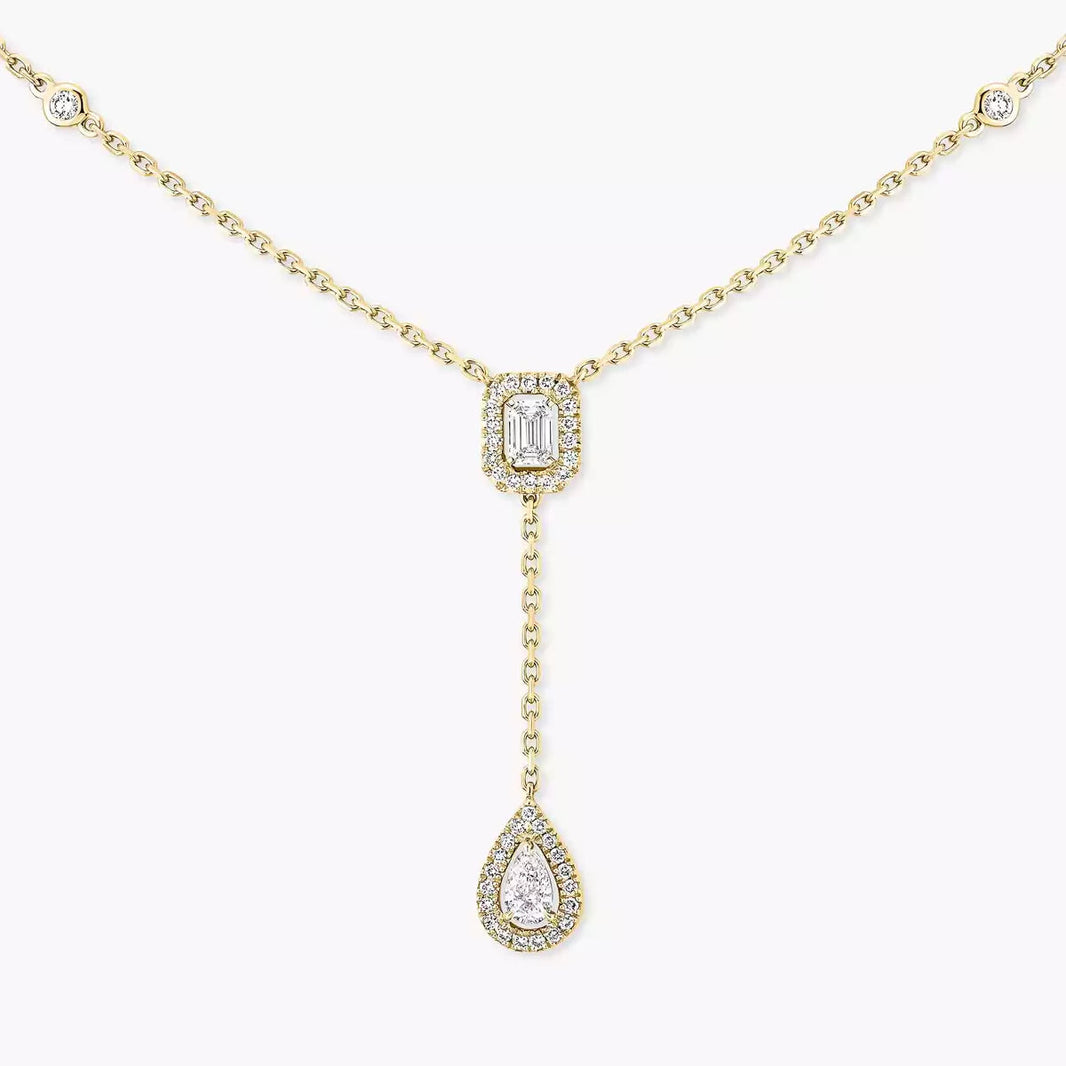 [Super Jewellery]Gold Diamond Tie Necklace