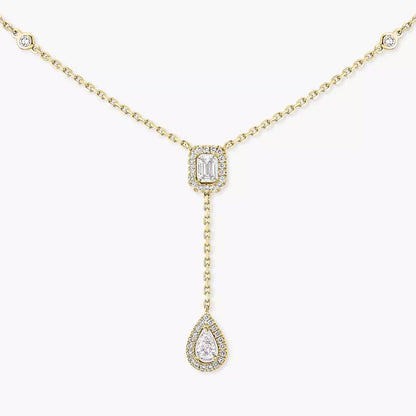 [Super Jewellery]Gold Diamond Tie Necklace