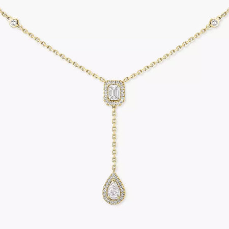 [Super Jewellery]Gold Diamond Tie Necklace