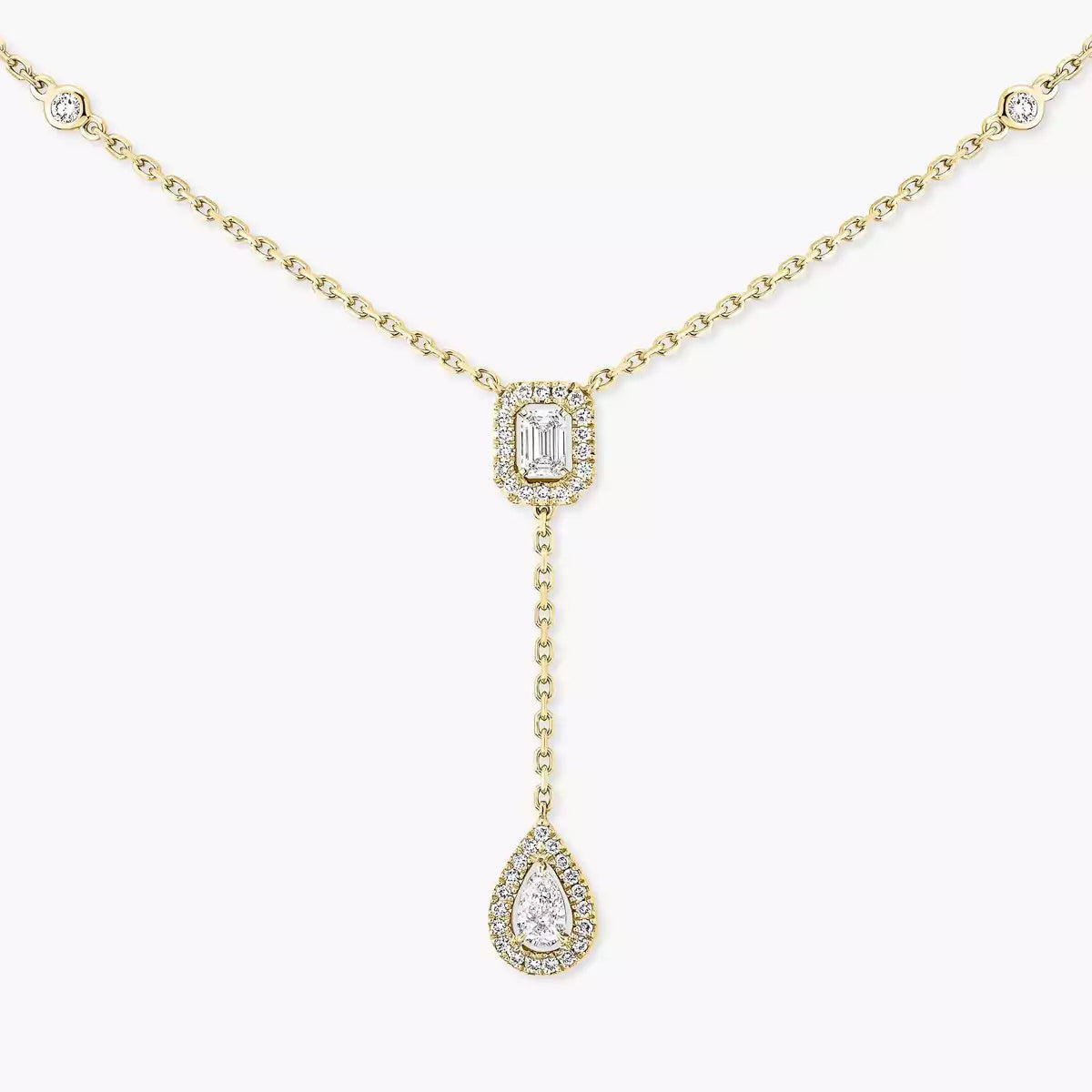 [Super CiCi]Gold Diamond Tie Necklace