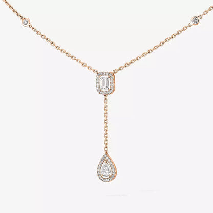 [Super Jewellery]Gold Diamond Tie Necklace
