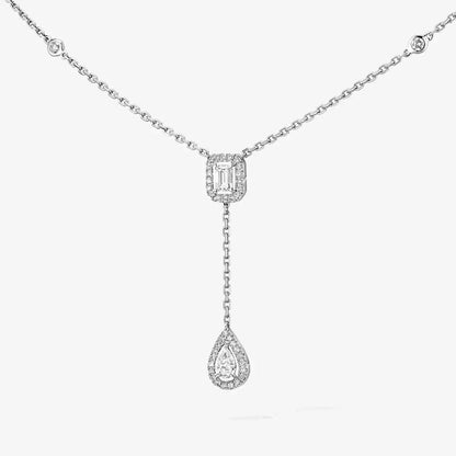 [Super Jewellery]Gold Diamond Tie Necklace