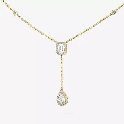 [Super Jewellery]Gold Diamond Tie Necklace