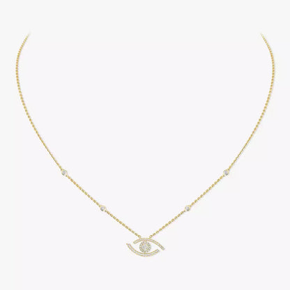[Super Jewellery]Pave_ Diamond Necklace Lucky Eye
