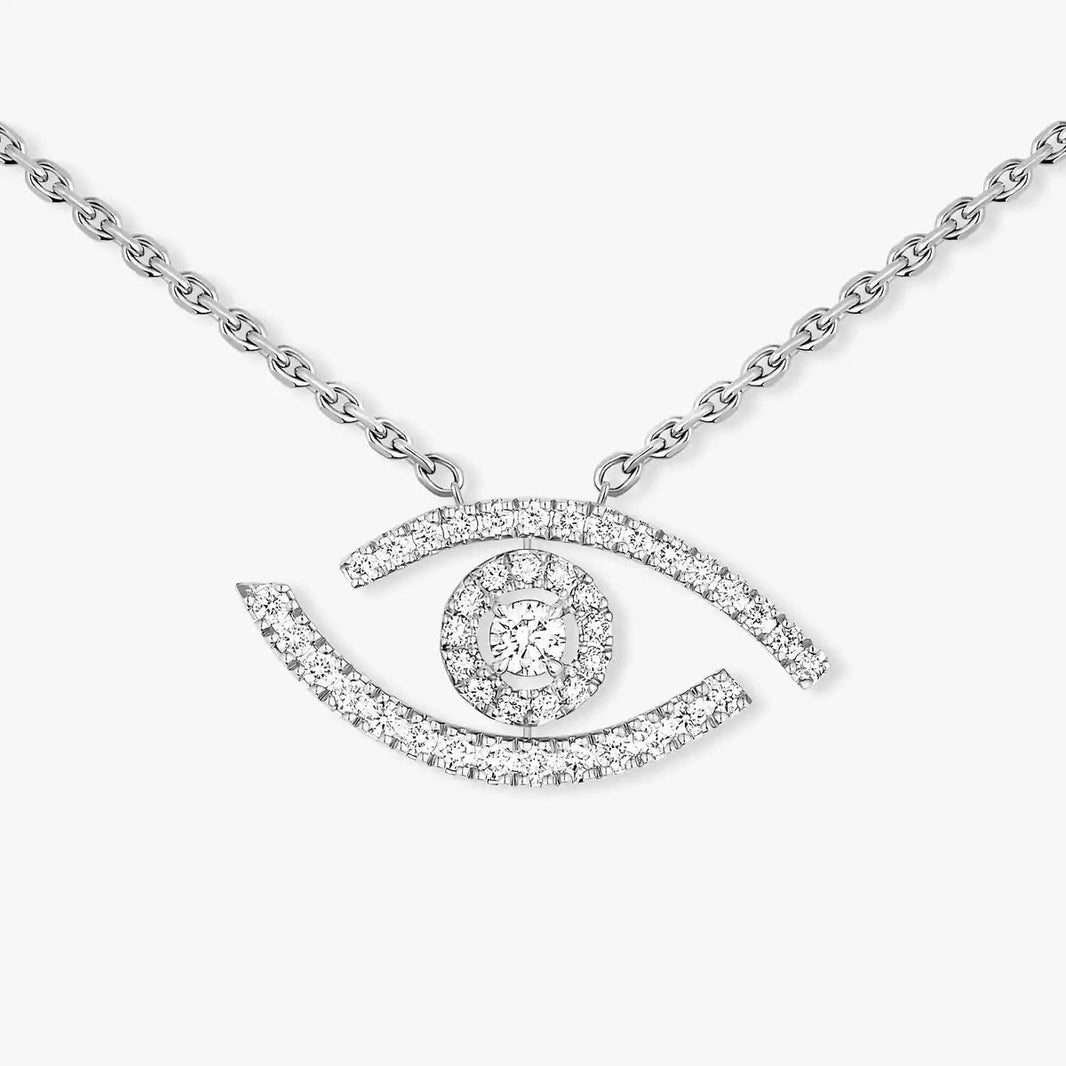 [Super Jewellery]Pave_ Diamond Necklace Lucky Eye