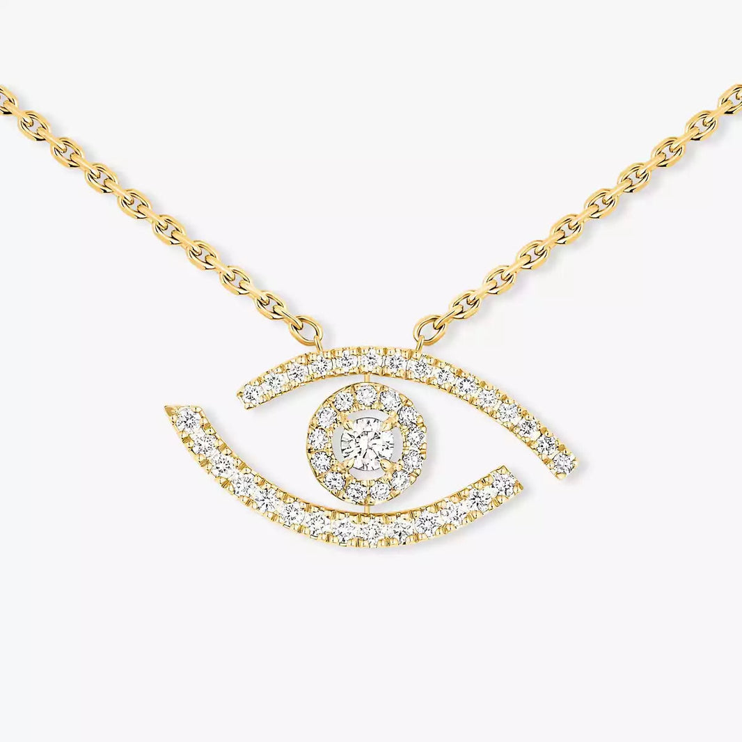 [Super Jewellery]Pave_ Diamond Necklace Lucky Eye