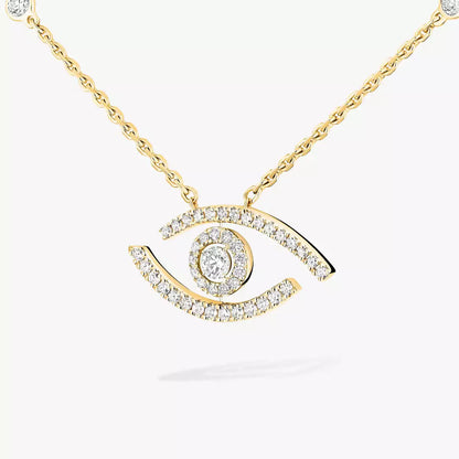 [Super Jewellery]Pave_ Diamond Necklace Lucky Eye