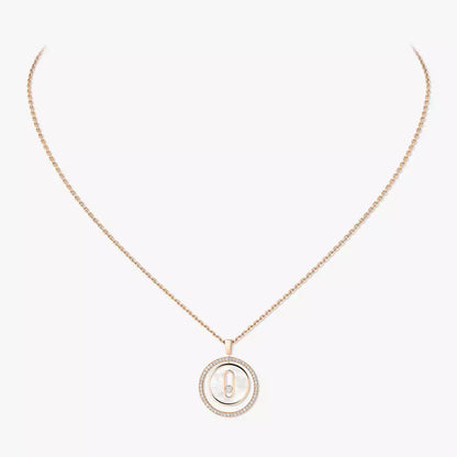 [Super Jewellery]Lucky Move Diamond Necklace in Rose Gold and White Mother-of-Pearl