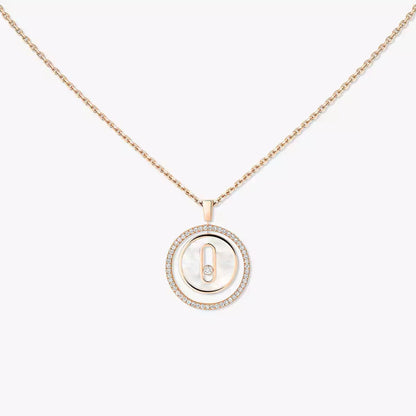 [Super Jewellery]Lucky Move Diamond Necklace in Rose Gold and White Mother-of-Pearl