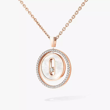 [Super Jewellery]Lucky Move Diamond Necklace in Rose Gold and White Mother-of-Pearl