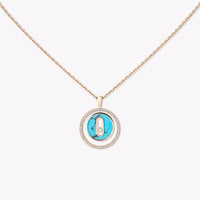 [Super Jewellery]Lucky Move Diamond Necklace in Rose Gold and White Mother-of-Pearl