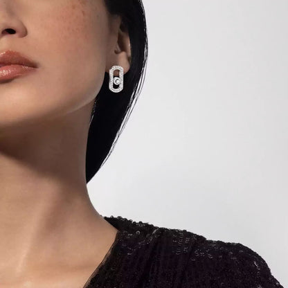 [Super Jewellery]So Move Pave_-Set Diamond Earrings in Silver