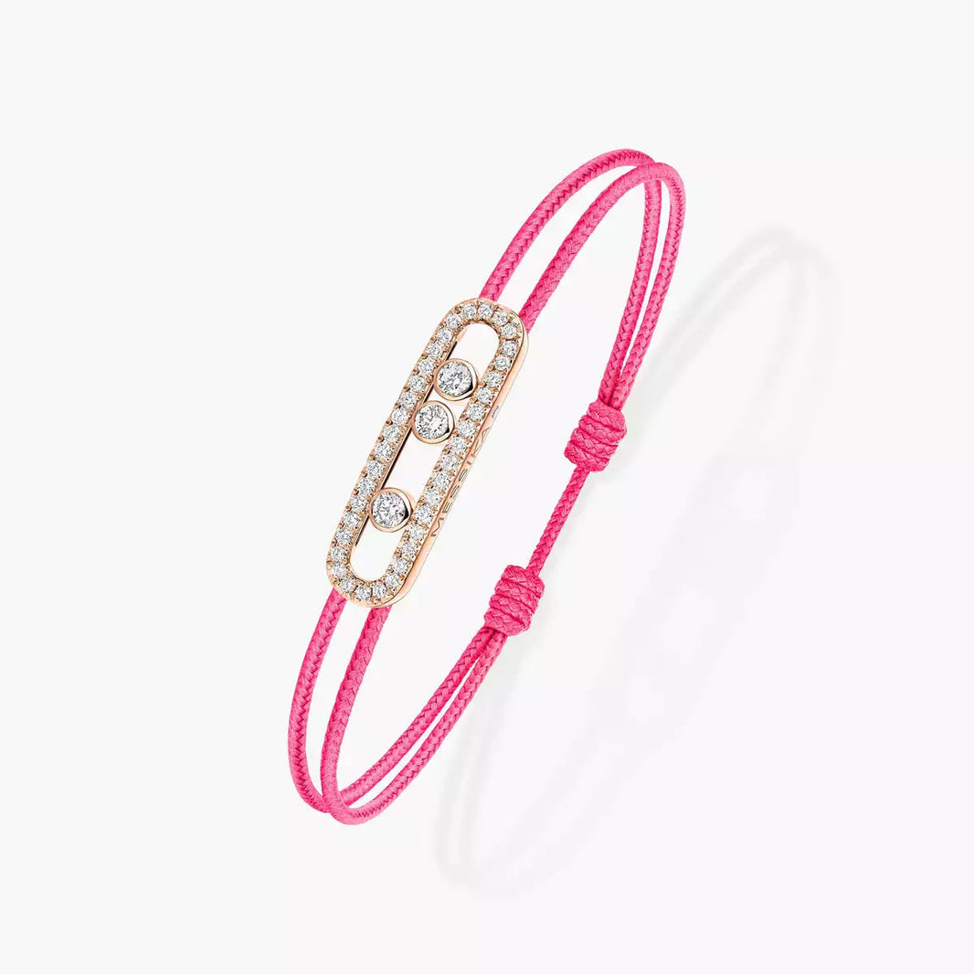 [Super Jewellery]Messika Care(s) pink cord pavé bracelet