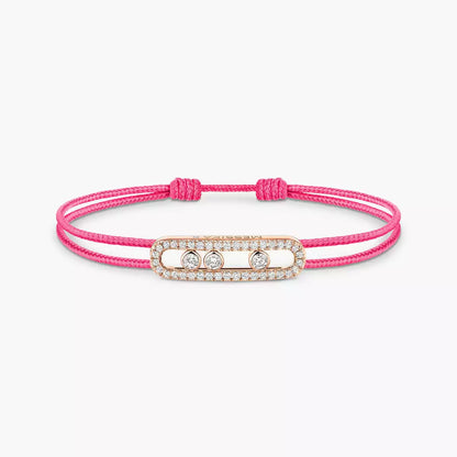[Super Jewellery]Messika Care(s) pink cord pavé bracelet