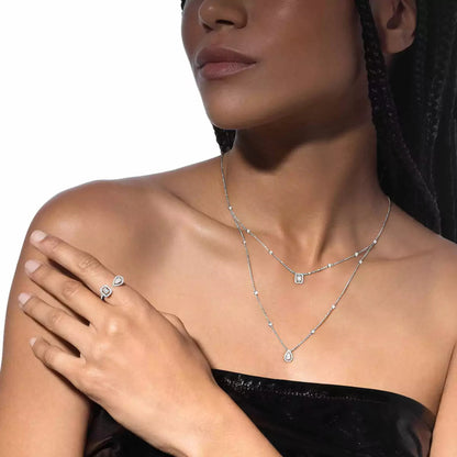 [Super Jewellery]Diamond Necklace My Twin 2 Rows