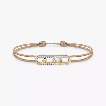 [Super Jewellery]Messika Care(s) pink cord pavé bracelet
