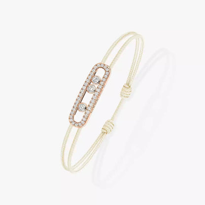 [Super Jewellery]Messika Care(s) pink cord pavé bracelet
