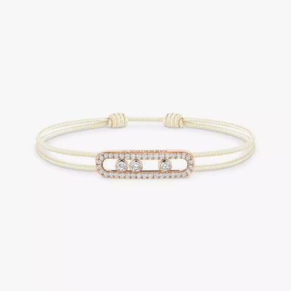 [Super Jewellery]Messika Care(s) pink cord pavé bracelet