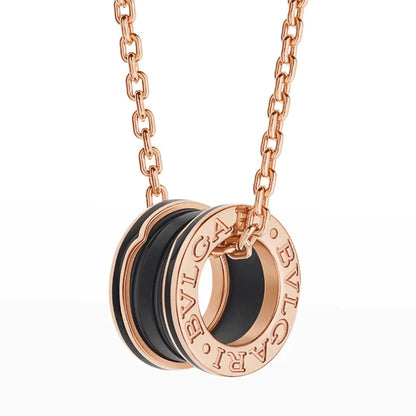[Super]ZERO 1 BLACK CERAMIC PINK GOLD NECKLACE