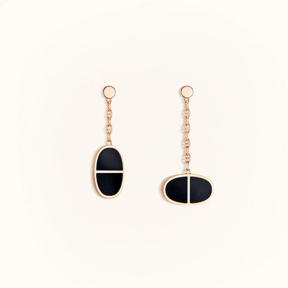 [Super Jewellery]CHAINE VERSO BLACK CERAMIC EARRINGS