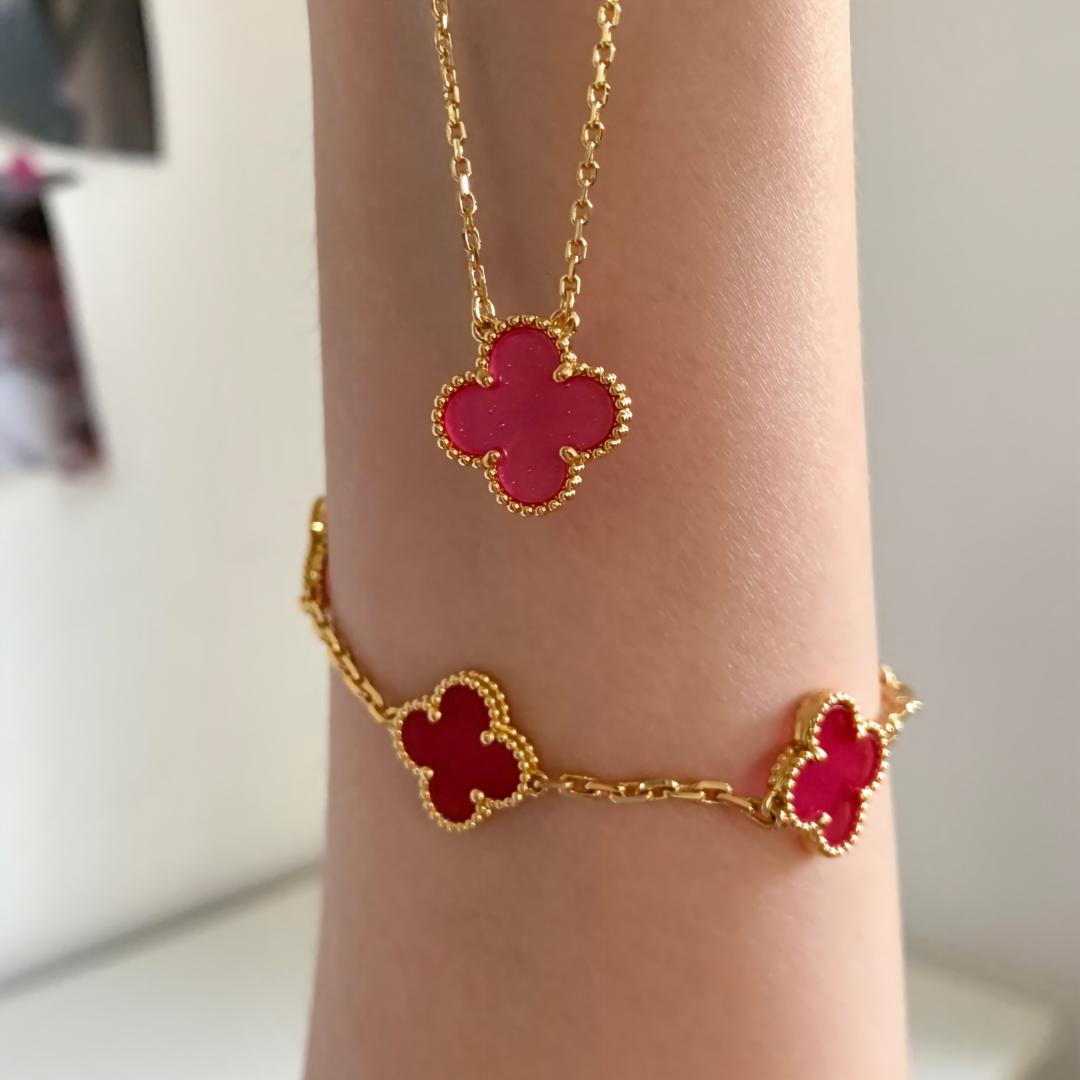 [Super CiCi] NEUE KLEEBALL-HALSKETTE 15 MM ROSA EMAILLE
