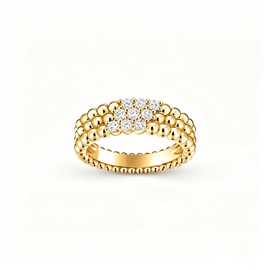 [Super Jewellery] THREE-ROW DIAMOND RING