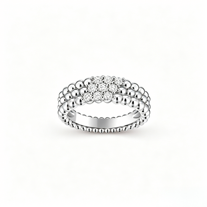 [Super Jewellery] THREE-ROW DIAMOND RING