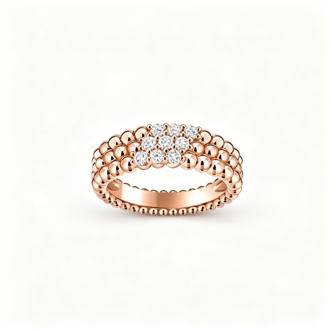 [Super Jewellery] THREE-ROW DIAMOND RING