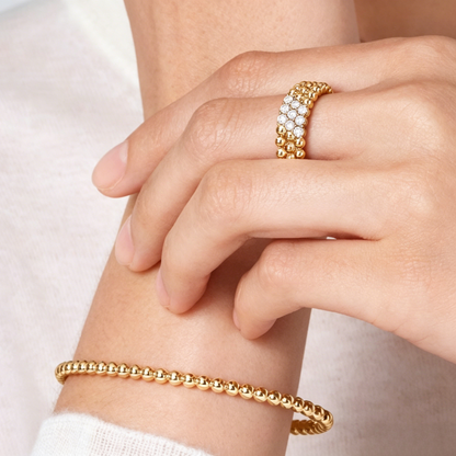 [Super Jewellery] THREE-ROW DIAMOND RING