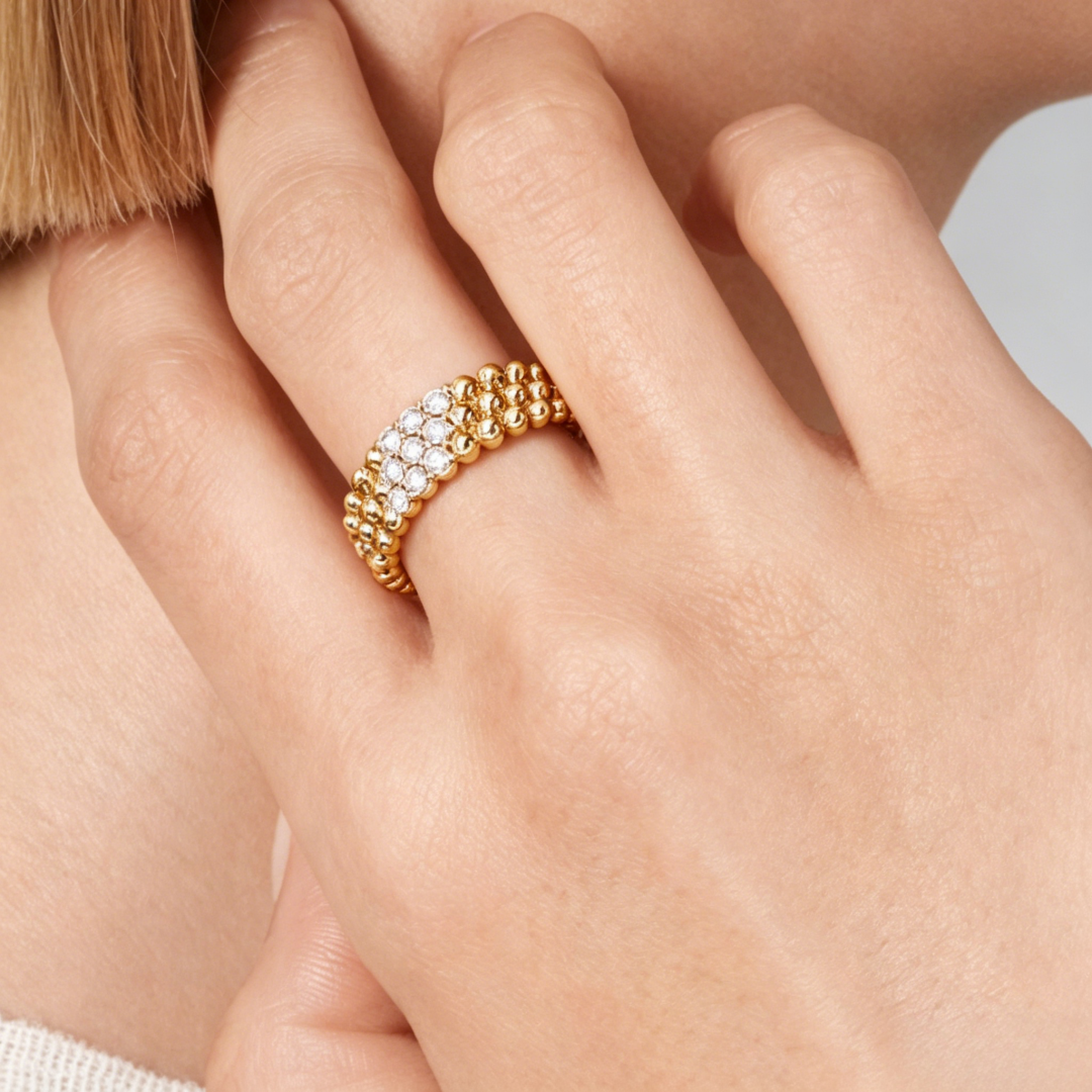 [Super CiCi] DREIREIHIGER DIAMANT-RING