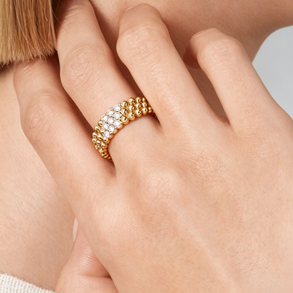 [Super Jewellery] THREE-ROW DIAMOND RING