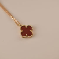 [Super Jewellery]CLOVER MINI 9.5MM WHITE CARNELIANS NECKLACE