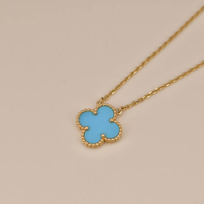 [Super Jewellery]CLOVER 15MM VINTAGE TURQUOISE NECKLACE