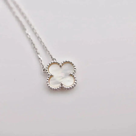[Super Jewellery]CLOVER  15MM WHITE MOTHER-OF-PEARL SILVER