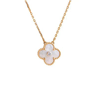 [Super Jewellery]CLOVER 15MM DIAMOND WHITE FRITILLARIA NECKLACE