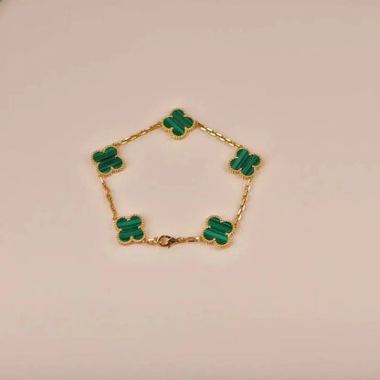 [Super Jewellery] CLOVER 5 MOTIF MALACHITE BRACELET COLLECTION