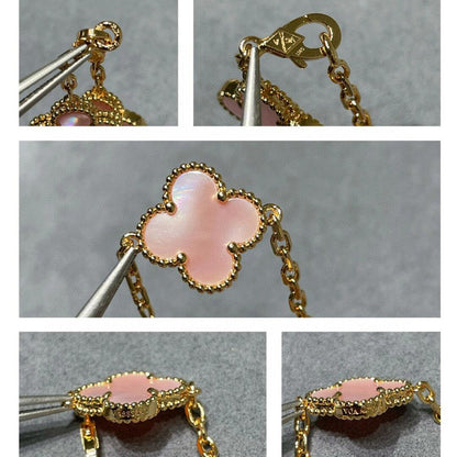 [Super Jewellery]CLOVER 10 MOTIFS PINK MOP NECKLACE