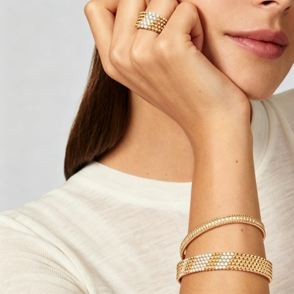 [Super Jewellery]  FIVE-ROW DIAMOND BRACELET
