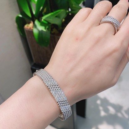 [Super Jewellery]  FIVE-ROW DIAMOND BRACELET