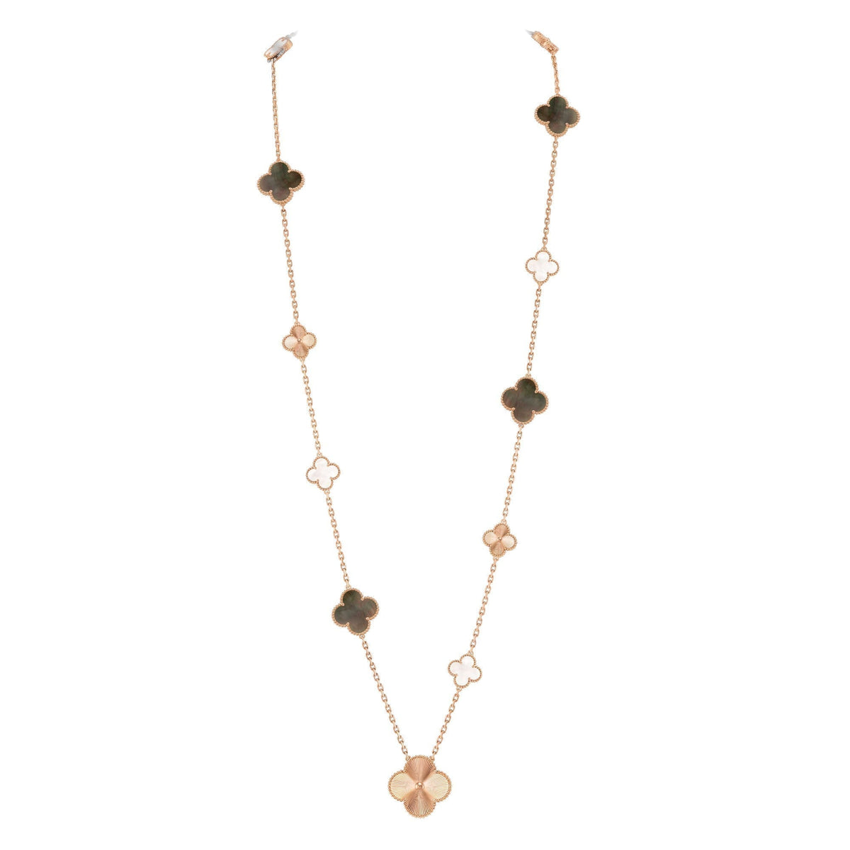 [Super CiCi ]ABNEHMBARE KLEEBATT 15(11+4) BLUMEN ROSÉGOLD HALSKETTEN-SET