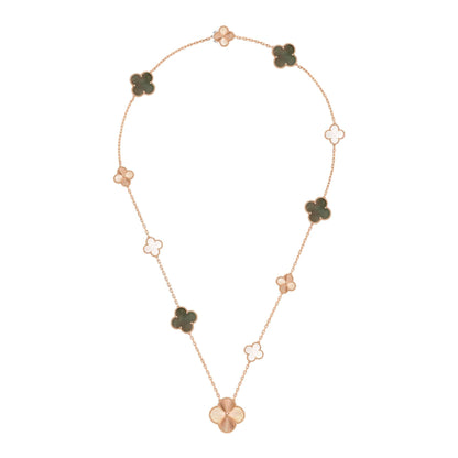 [Super Jewellery]DETACHABLE CLOVER 15(11+4) FLOWER ROSE GOLD NECKLACE SET