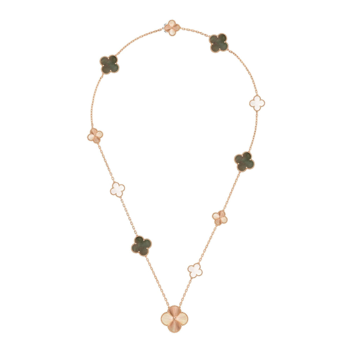[Super CiCi ]ABNEHMBARE KLEEBATT 15(11+4) BLUMEN ROSÉGOLD HALSKETTEN-SET